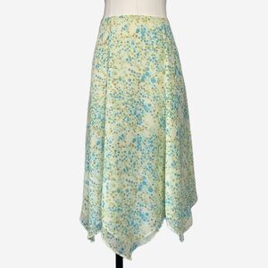 Vintage Y2K Apostrophe green blue polka dot asymmetrical hem skirt fairy flowy 4